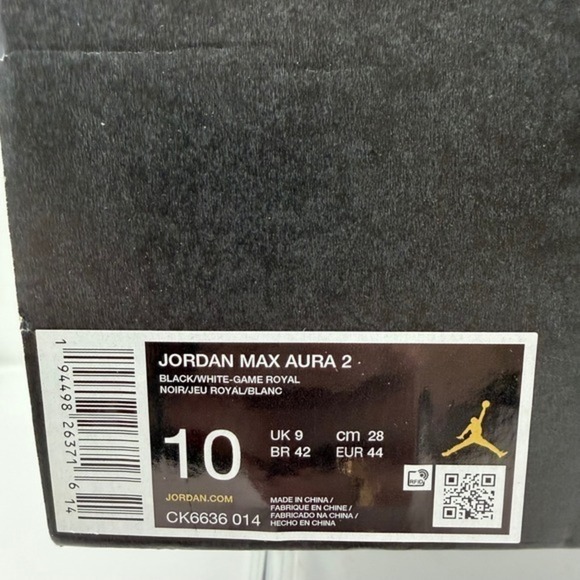 Jordan Max Aura 2 Black Game Royal Mens Size 10 Basketball Sneaker CK6636014-NWT - Picture 3 of 9